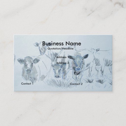 Customizable Cattle Cow Pencil Drawing Farmer Business Cards