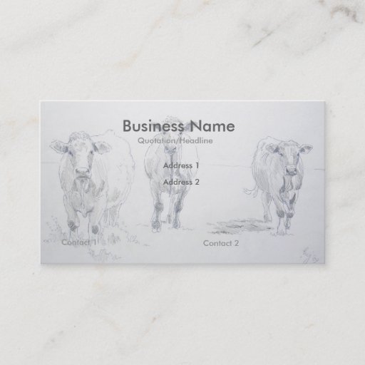 Customizable Cattle Cow Pencil Drawing Farmer Business Cards