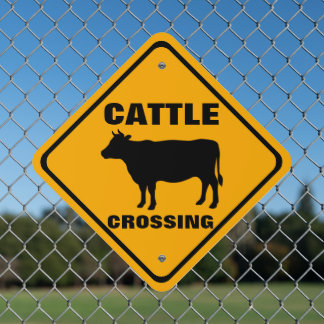 Cattle Crossing Roadway Property Warning Metal Sign
