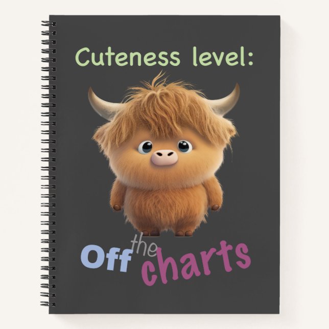 Cattle Cuteness Level Cute Adorable Funny Quote Notebook (Front)