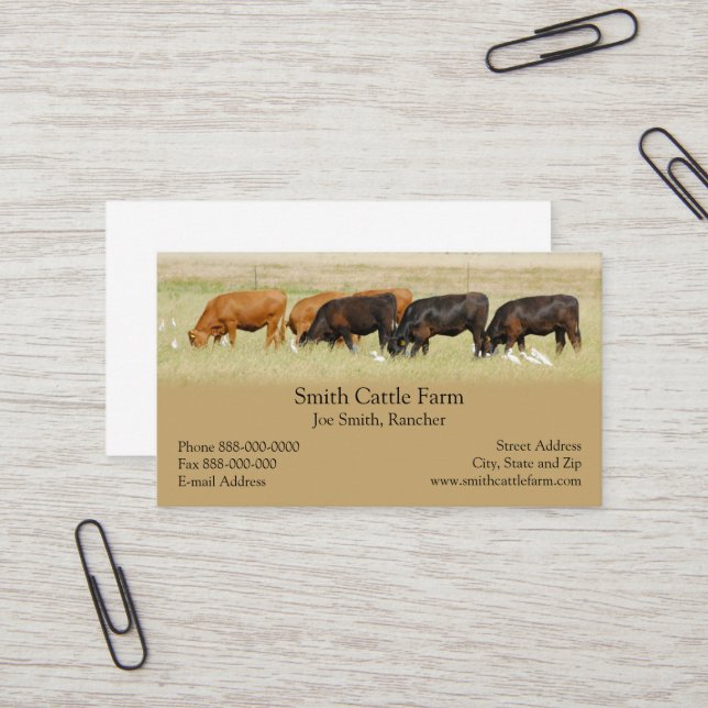 Cattle Dairy Farmer Business Card (Front/Back In Situ)