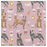 cattle dogs and coffee purple fabric