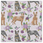 Cattle dogs lavender florals fabric