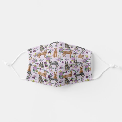 Cattle Dogs purple florals Adult Cloth Face Mask