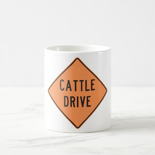 Cattle Drive Road Sign Coffee Mug