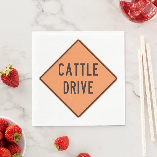 Cattle Drive Road Sign Napkins