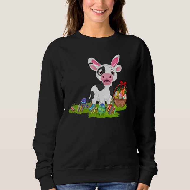 Cattle Easter Egg Hunting Bunny Cattle Easter Sund Sweatshirt (Front)
