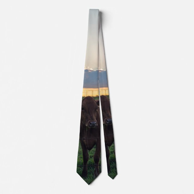 Cattle Farm Sunset Neck Tie (Front)