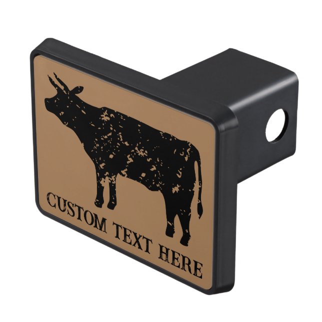 Cattle farm trailer hitch cover with cow logo (Top Right)