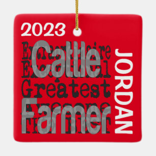 Cattle Farmer Extraordinaire CUSTOM Ceramic Ornament