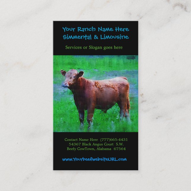 Cattle Farming Beef Ranch Business Card (Front)