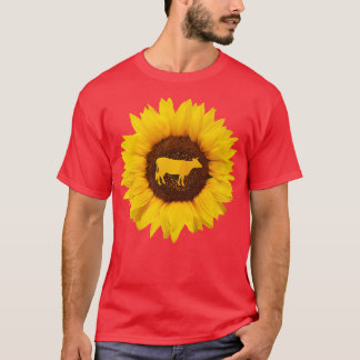 Cattle Gift For Women Men Cow Bull Farm Sunflower T-Shirt