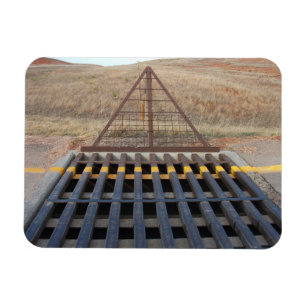 Cattle Grate Across Gravel Road. Wyoming, Western Magnet