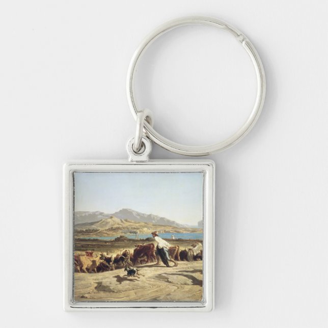 Cattle herding near Marseilles, 1853 (oil on canva Keychain (Front)