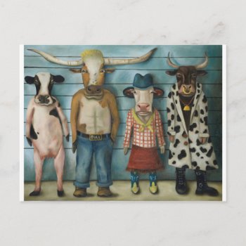 Cattle Line Up Postcard by paintingmaniac at Zazzle