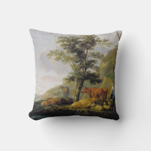 Cattle near a River Aelbert Cuyp Throw Pillow