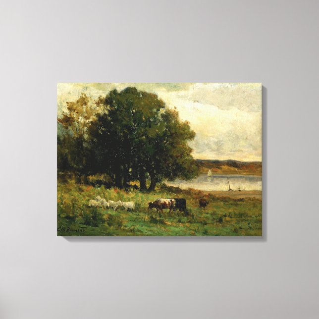 Cattle Near River - Edward Mitchell Bannister  Canvas Print (Front)