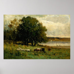 Cattle Near River - Edward Mitchell Bannister Poster