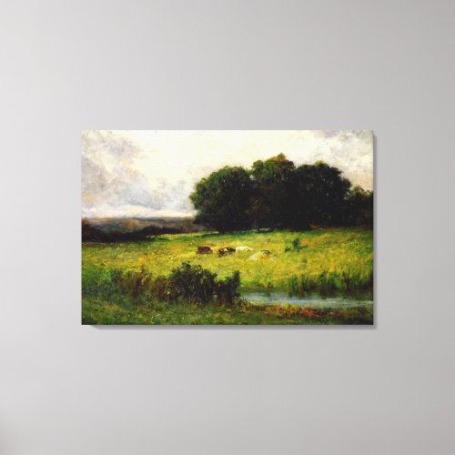 Cattle Near Stream _ Edward Mitchell Bannister  Canvas Print