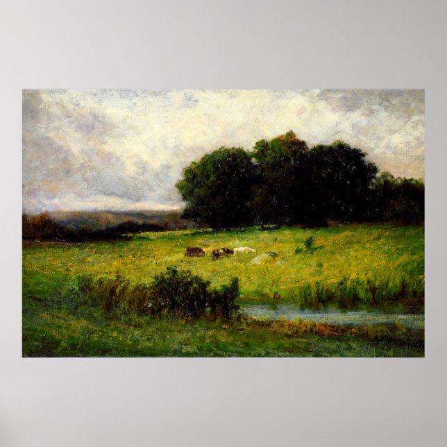 Cattle Near Stream - Edward Mitchell Bannister  Poster (Front)