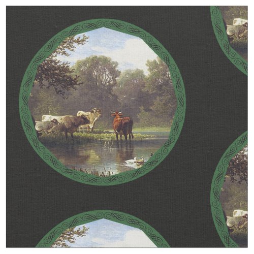 Cattle on the Pond Classic Art Fabric