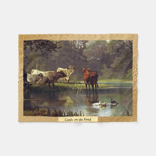 Cattle on the Pond Classic Art Fleece Blanket