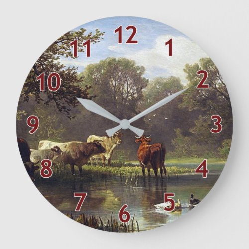 Cattle on the Pond Classic Art Large Clock