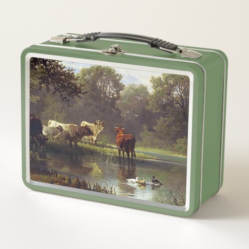 Cattle on the Pond Classic Art Metal Lunch Box