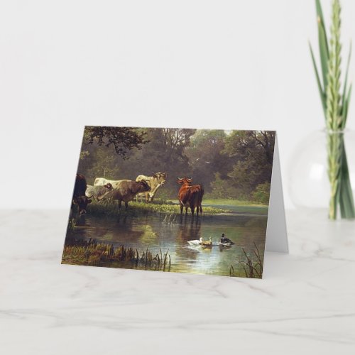 Cattle on the Pond Classic Art Thank You Card