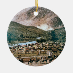 Cattle Ranch, Colorado, 1899 (photo) Ceramic Ornament