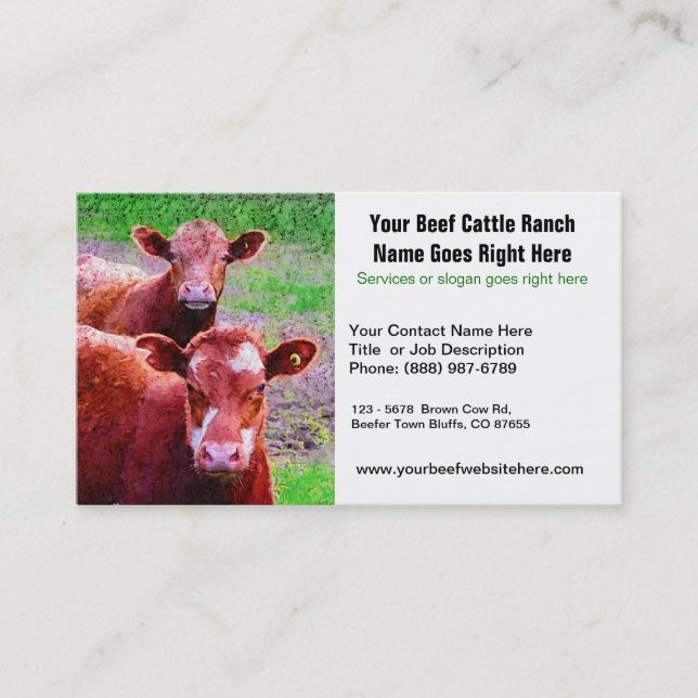 Cattle Ranch or Beef Related Business Cards (Front)