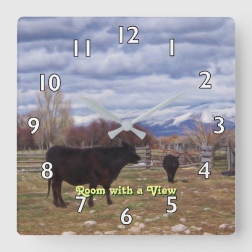 Cattle _ Room with a View Square Wall Clock
