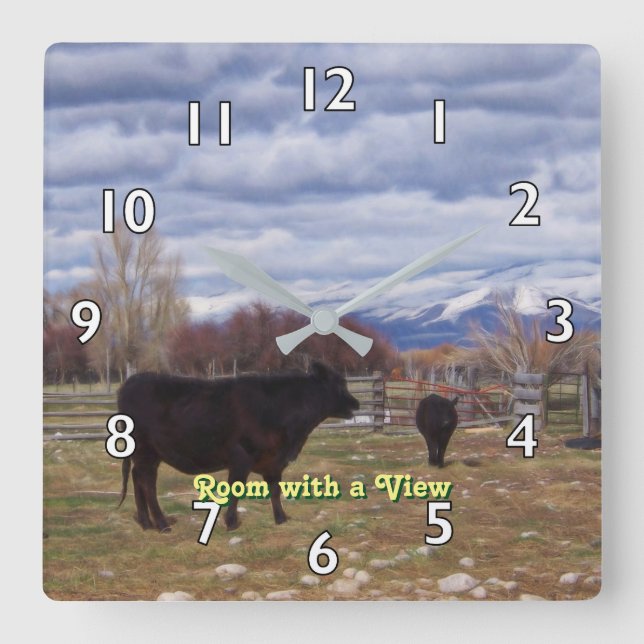 Cattle - Room with a View Square Wall Clock (Front)