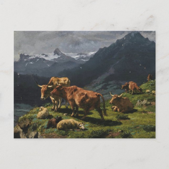 Cattle Sheep Alpine Landscape by Rosa Bonheur Post Postcard (Front)