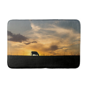 Cattle Sunset Silhouette Bathroom Mat