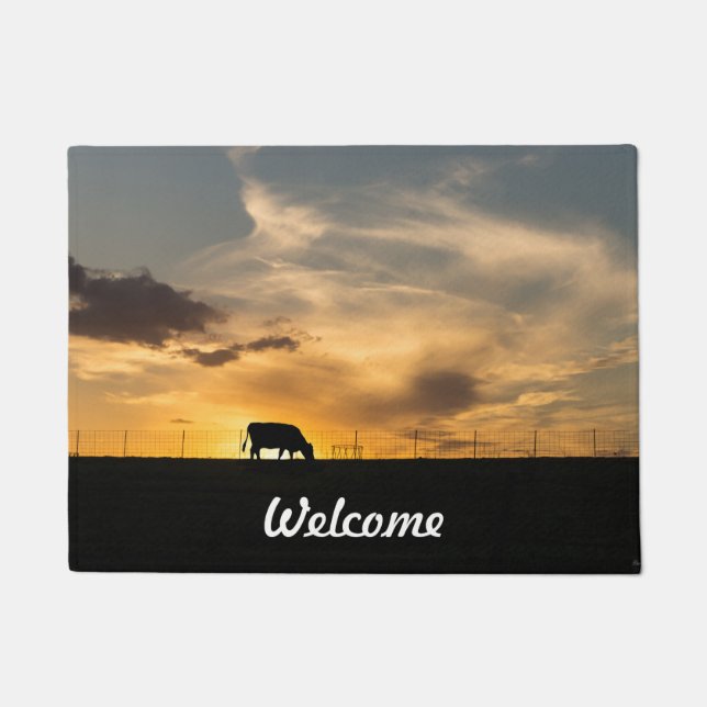 Cattle Sunset Silhouette Doormat (Front)