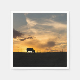 Cattle Sunset Silhouette Napkins