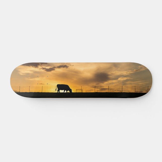 Cattle Sunset Silhouette Skateboard Deck (Horz)