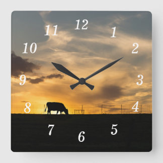 Cattle Sunset Silhouette Wall Clock