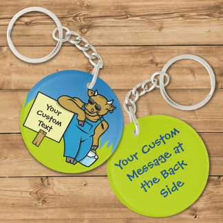Cattle with Sign Keychain