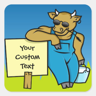 Cattle with sign square sticker