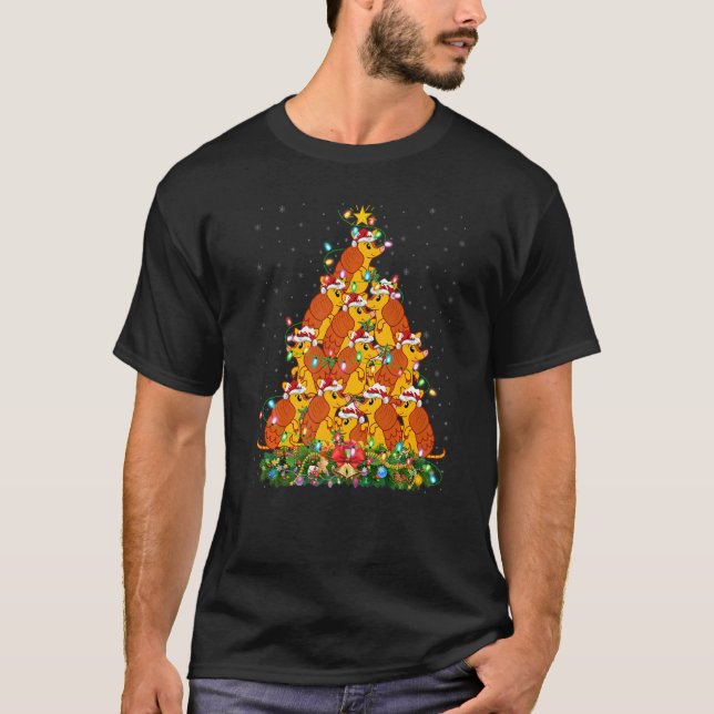 Cattle  Xmas Lights Santa Cattle Christmas Tree T-Shirt (Front)