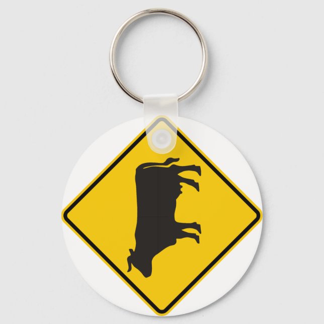Cattle Zone Highway Sign Keychain (Front)