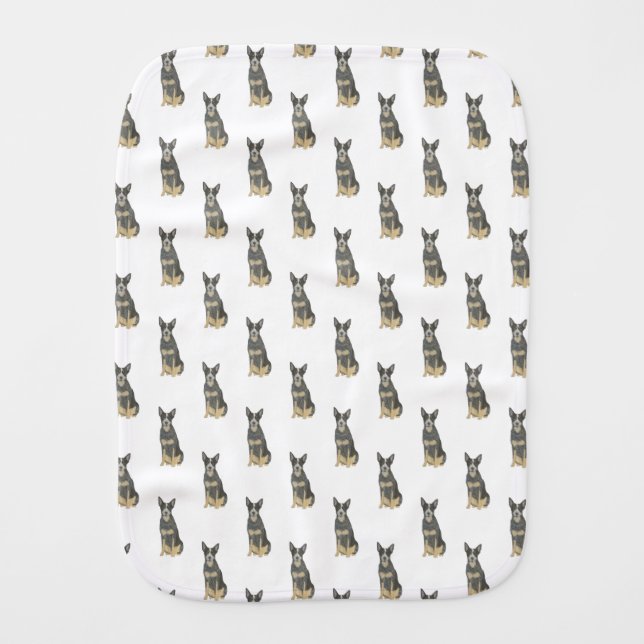 Cattledog Heeler (Blue Black Tan) Baby Burp Cloth (Front)
