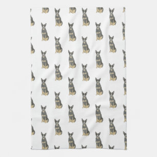 Cattledog Heeler (Blue Black Tan) Kitchen Towel