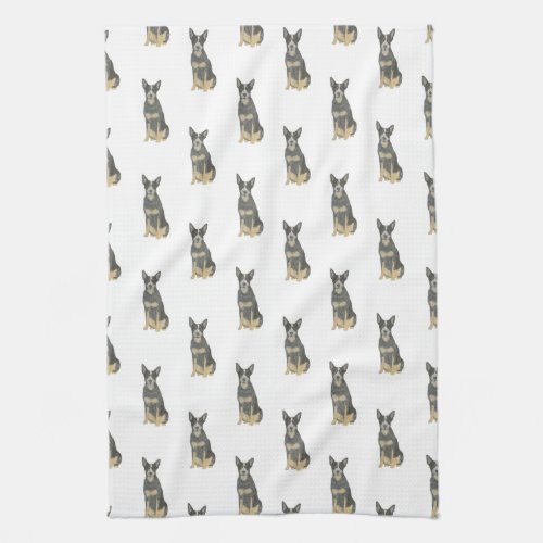 Cattledog Heeler Blue Black Tan Kitchen Towel