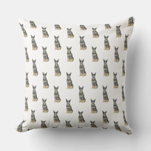 Cattledog Heeler Blue Black Tan Throw Pillow