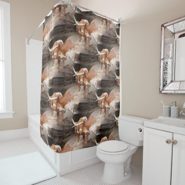 Cattleman's Longhorns Shower Curtain (In Situ)