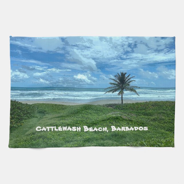 Cattlewash Beach, Barbados Kitchen Towel (Horizontal)