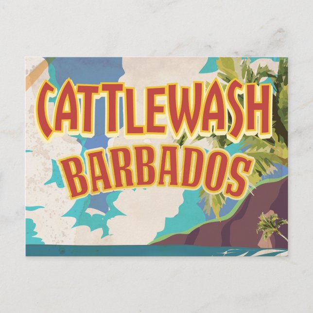 Cattlewash Beach Barbados travel poster. Postcard (Front)